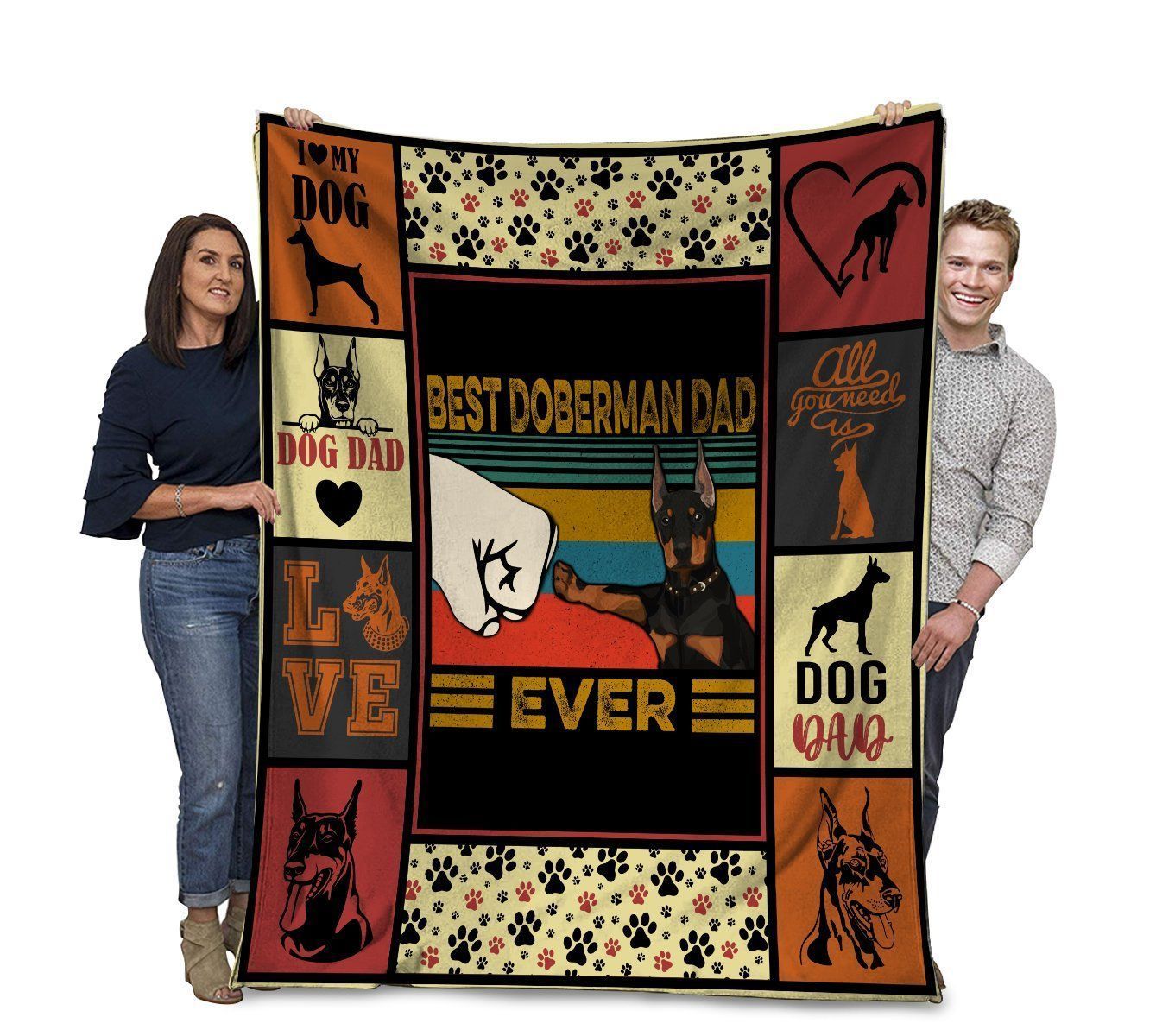 Best Doberman Dad Ever Doberman Dog Bump Fit Fleece Blanket