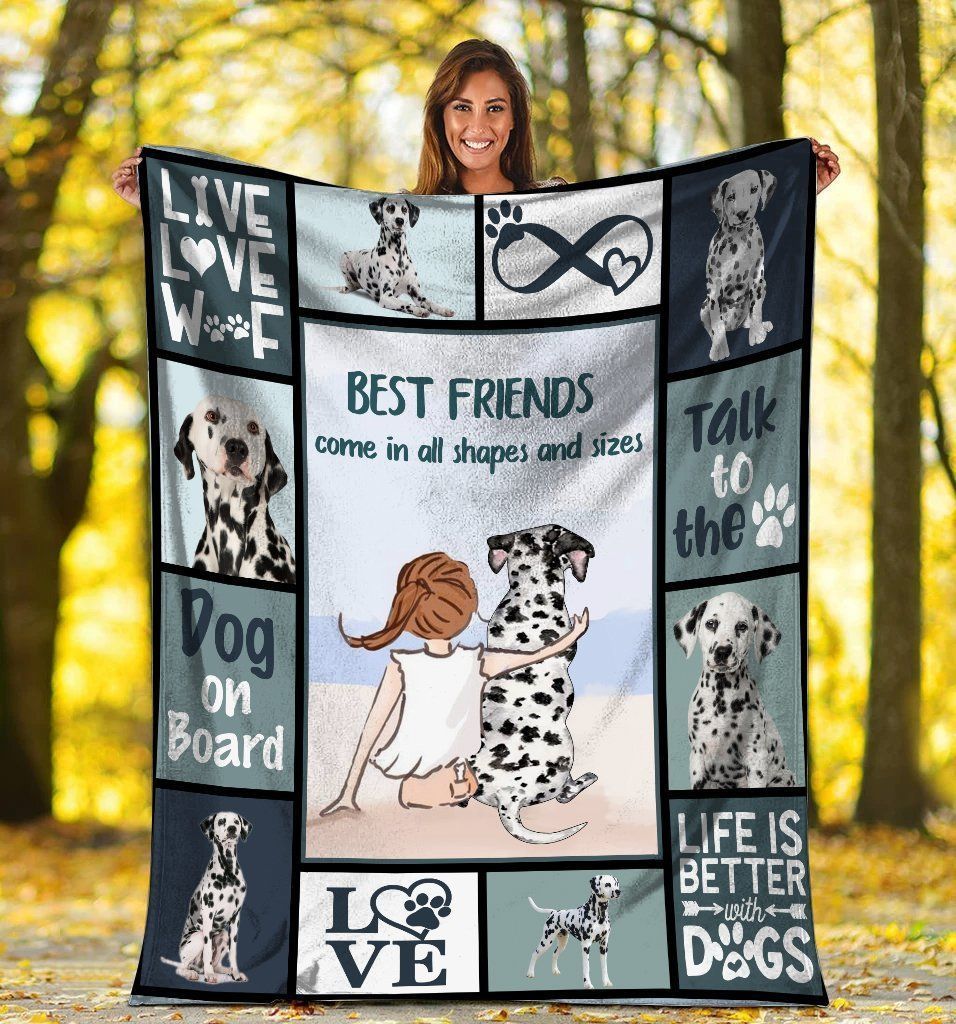 Best Friends Come In All Shapes And Sizes Dalmatian Dog Fleece Blanket