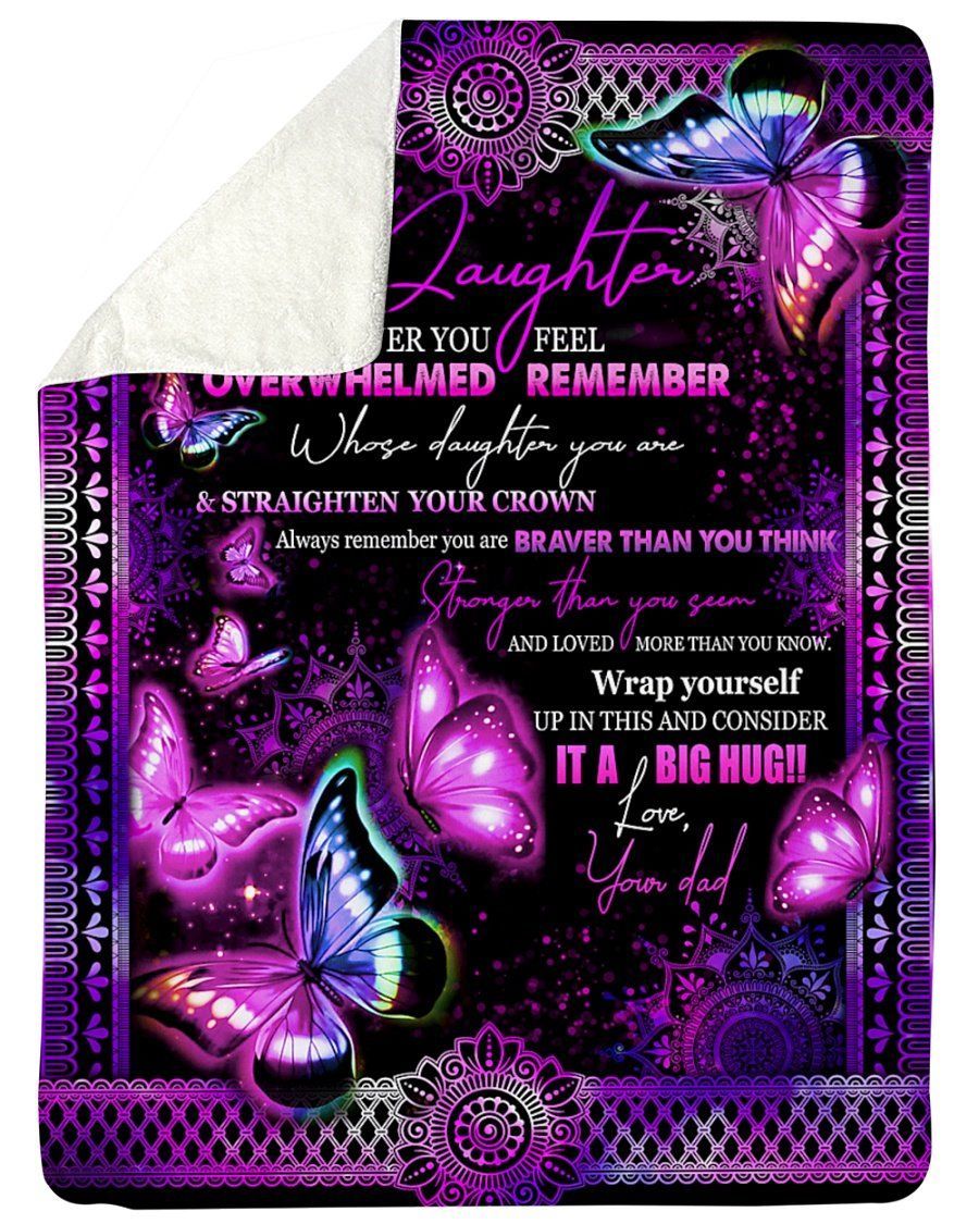 Best Gift For Daughter Straighten Your Crown Fleece Blanket Sherpa Blanket