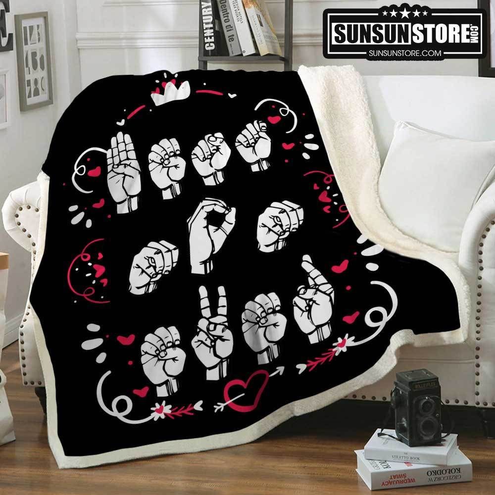 Best Mom Ever Asl Sherpa Fleece Blanket