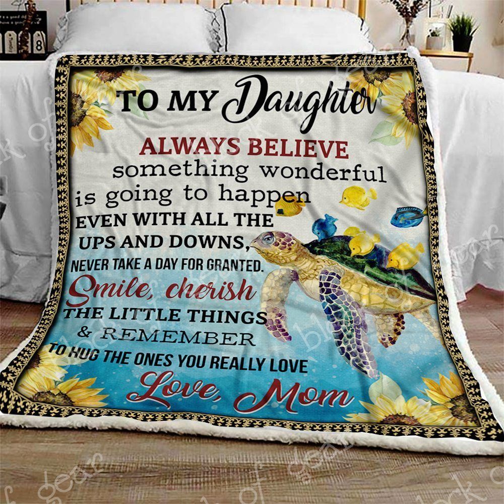 Best Wishes To My Darling Daughter Turtle Sherpa Fleece Blanket