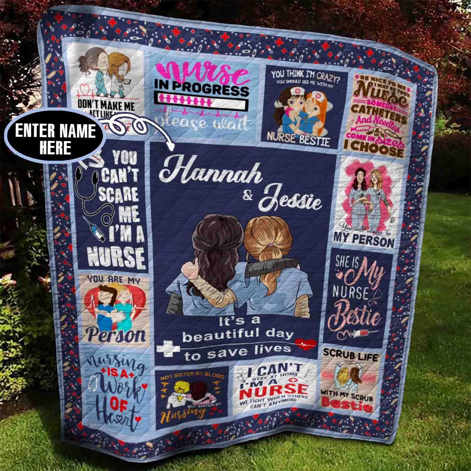 Bestie Nurse Personalized Quilt Blanket BBB010604NB