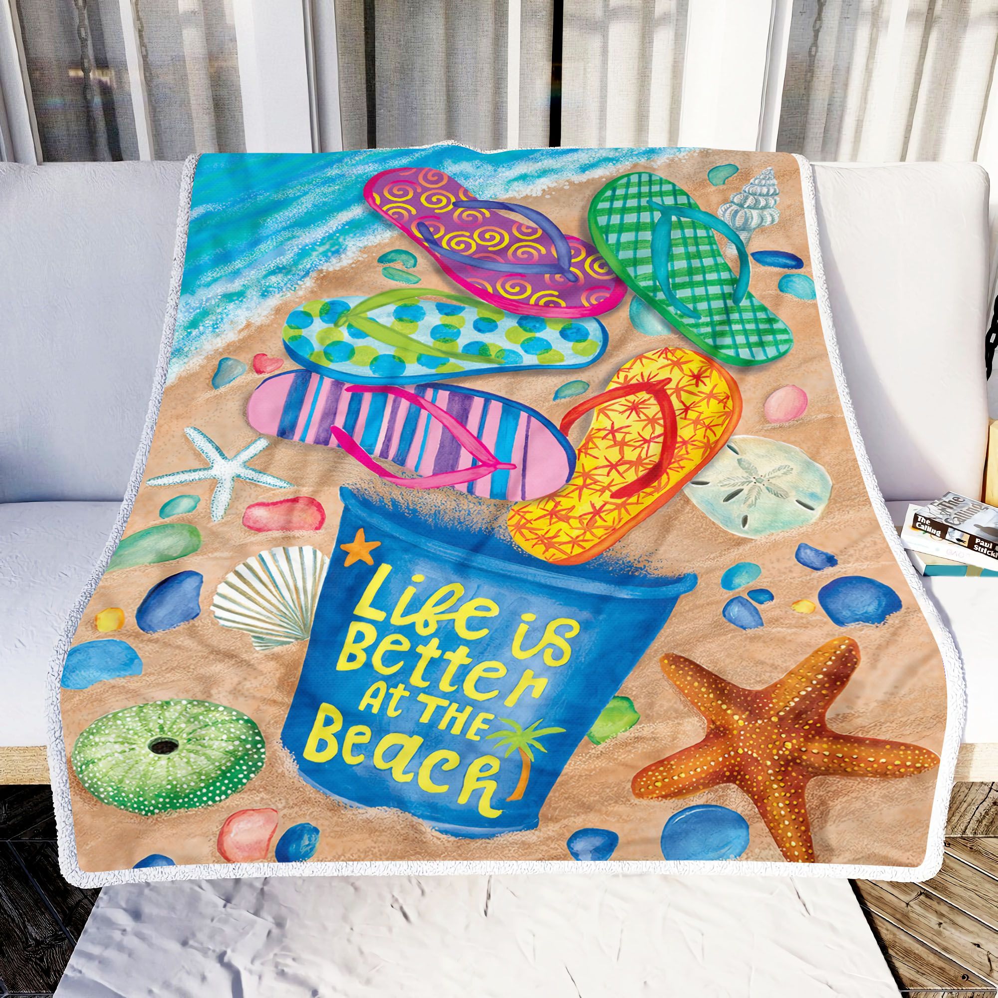 Better At The Beach Flip Flops Summer Fleece Blanket