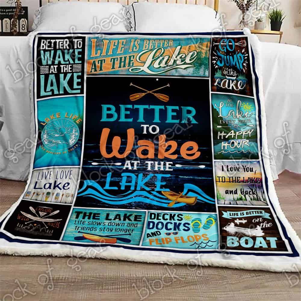 Better To Wake At The Lake Fleece Blanket