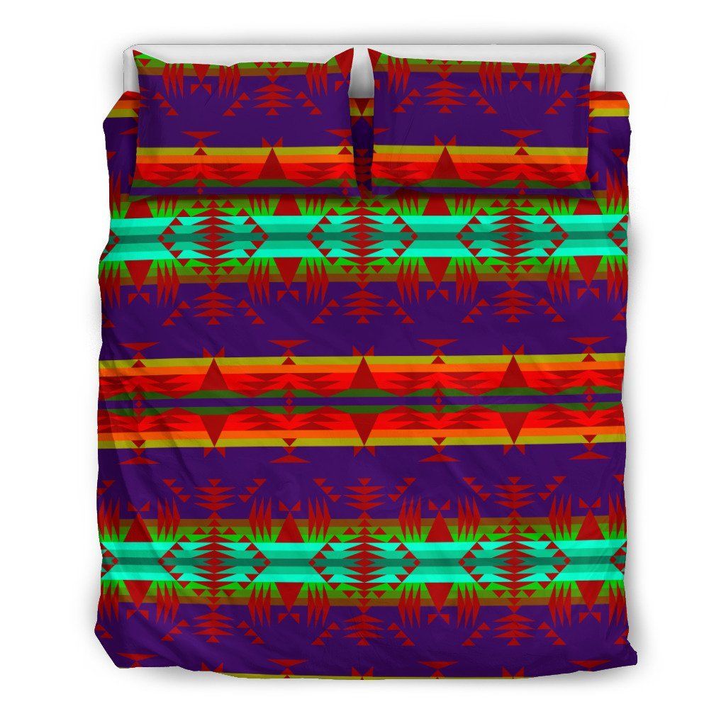 Between The Mountains Purple Red Themed Bedding Set