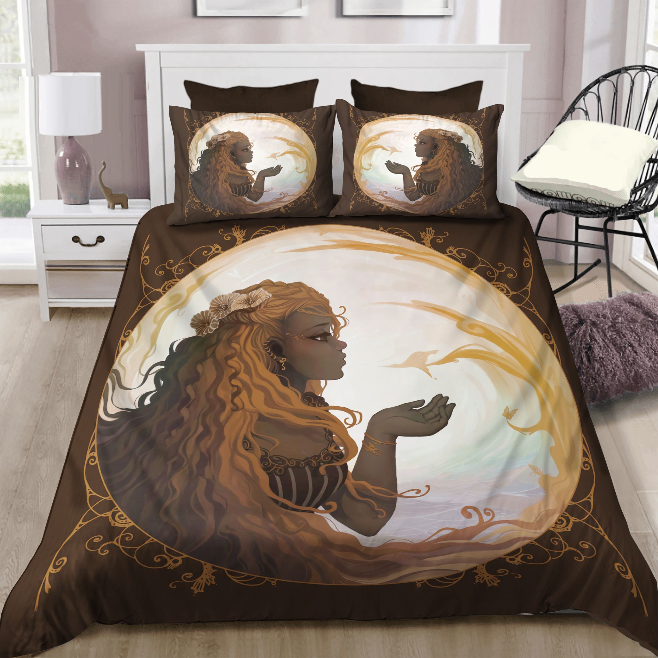 Beutiful Black Girl Socola Bedding Set