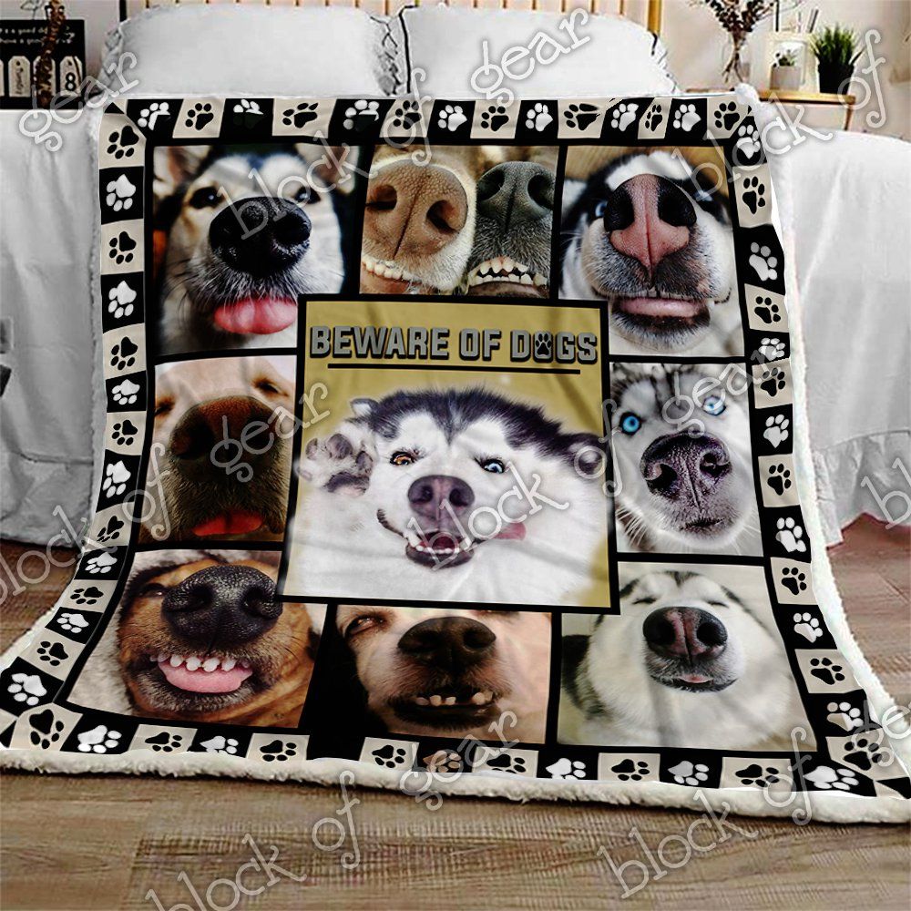 Beware Of Dogs Sherpa Fleece Blanket