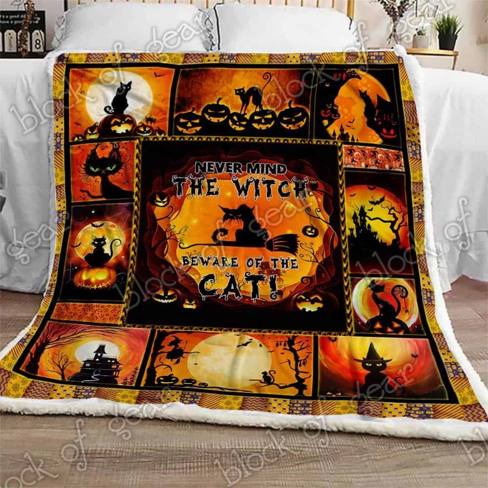 Beware Of The Cat Fleece Blanket