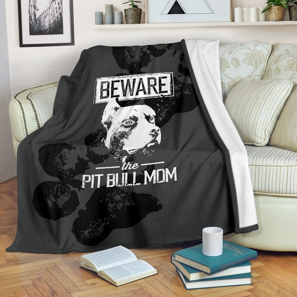 Beware The Pit Bull Mom Sherpa Fleece Blanket