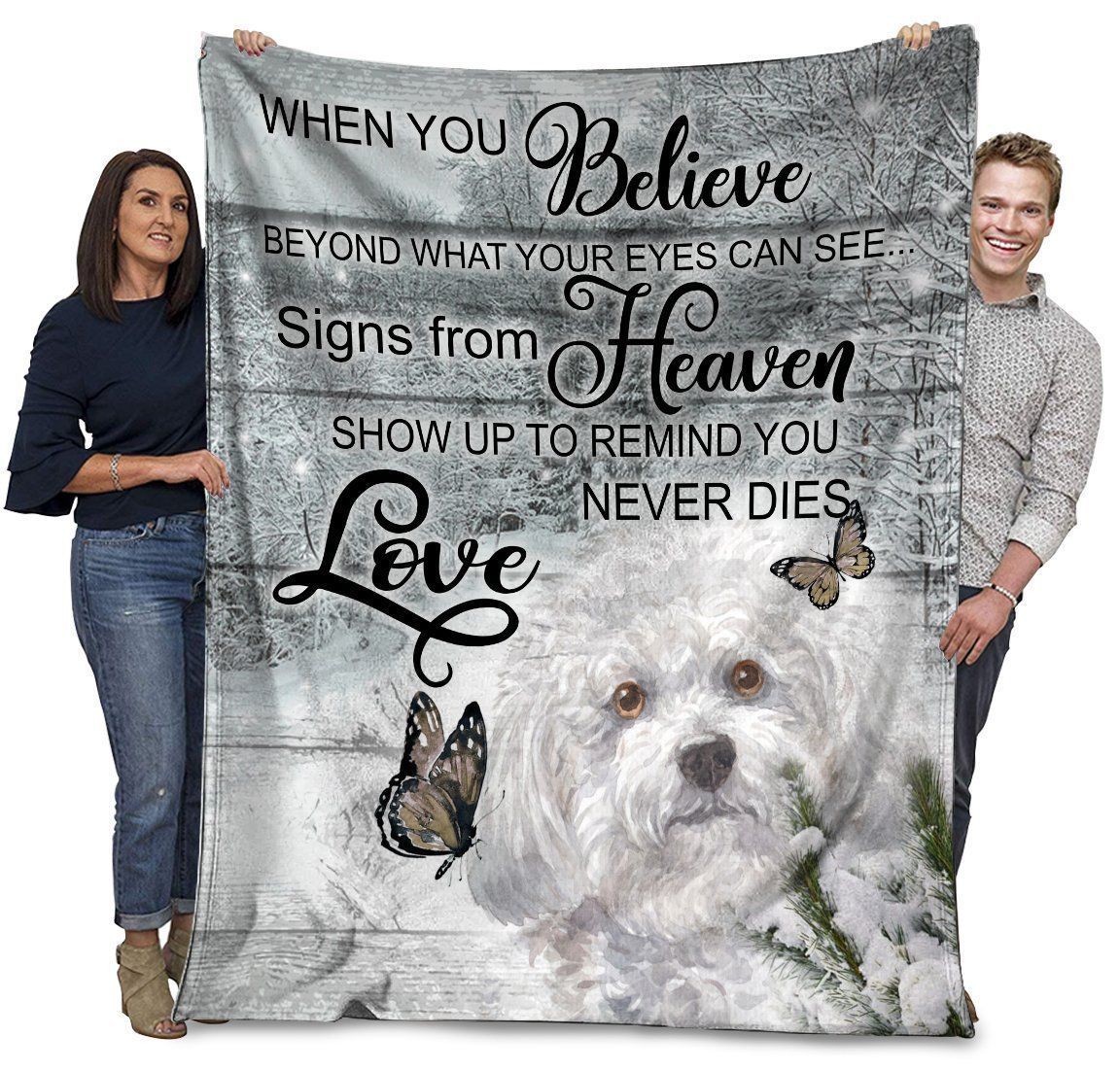 Bichon Frise Dog When You Believe Beyond What Your Eyes Can See Fleece Blanket