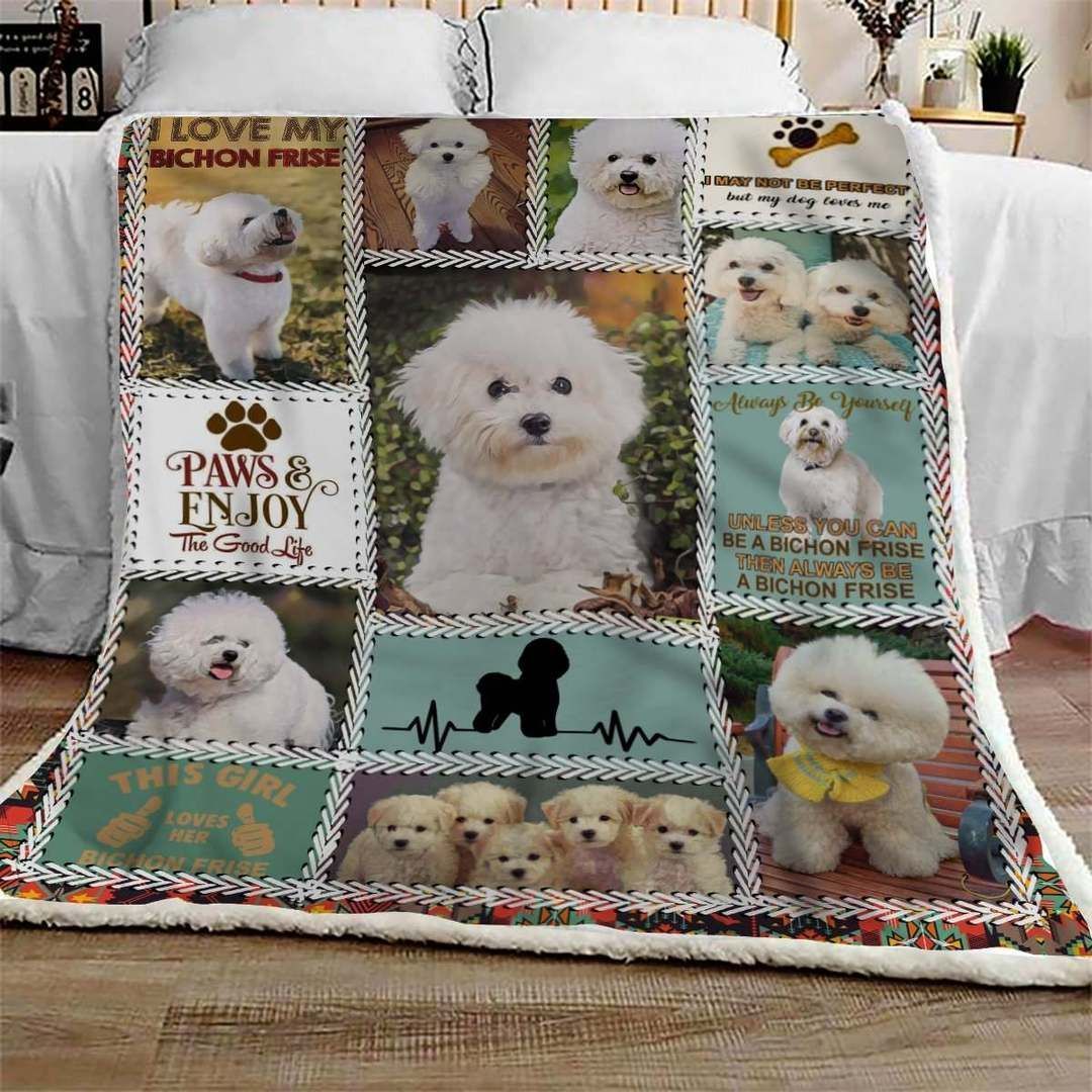 Bichon Frise Enjoy Sherpa Fleece Blanket