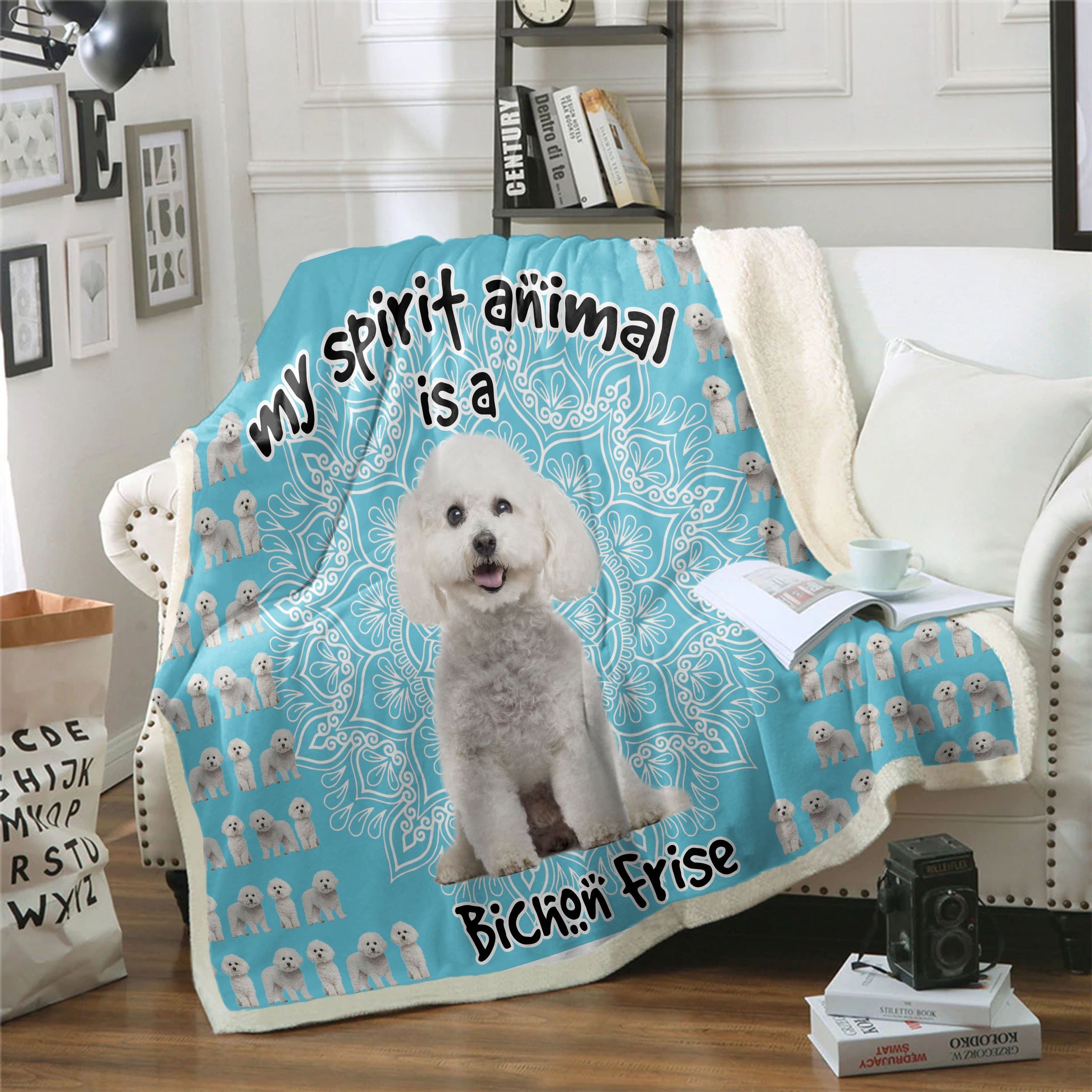 Bichon Frise Is My Spirit Animal Sherpa Fleece Blanket
