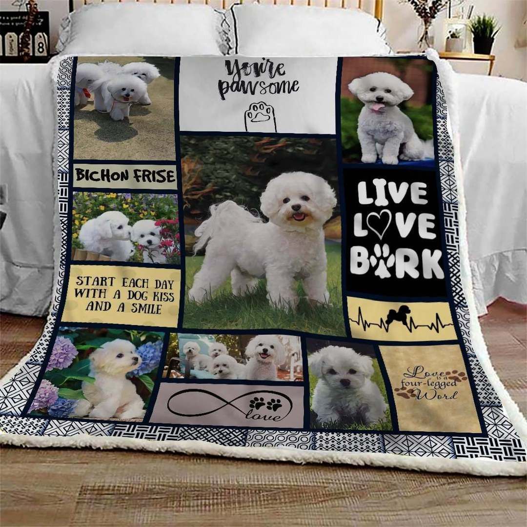 Bichon Frise Pawsome Sherpa Fleece Blanket