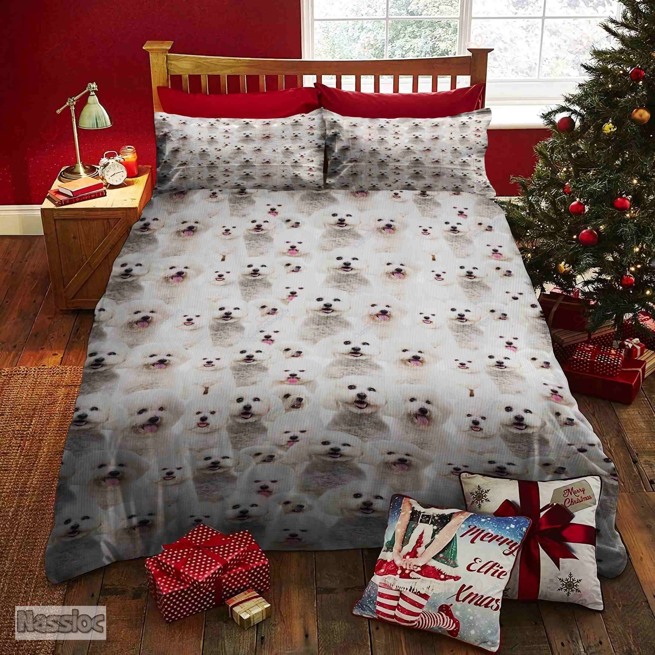 Bichon White Printed Bedding Set