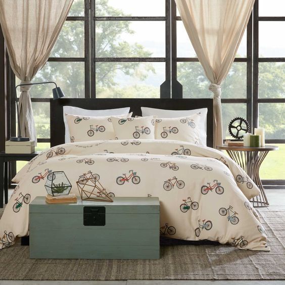 Bicycle Cotton Bed Sheets Spread Comforter Bedding Set