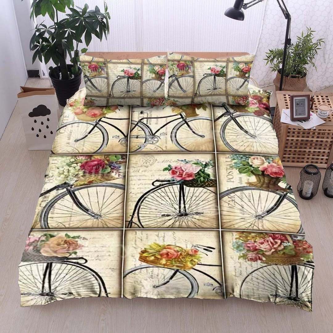 Bicycle Twin Queen King Cotton Bed Sheets Spread Comforter Bedding Set