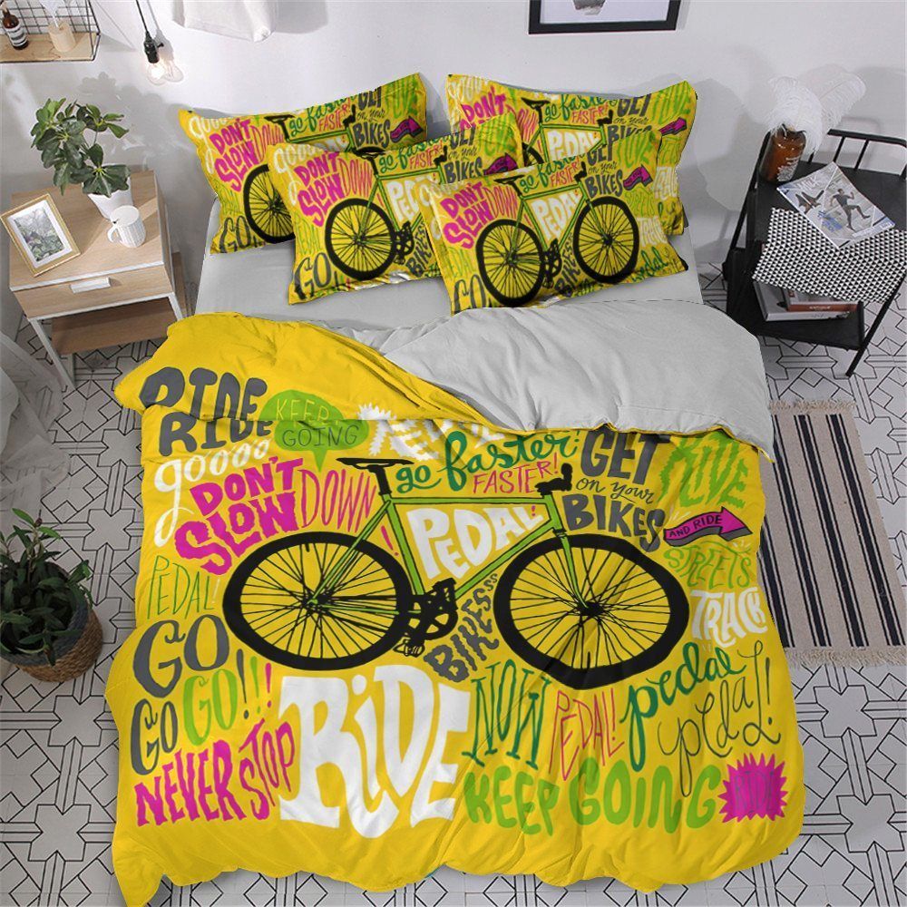 Bicycle Cotton Bed Sheets Spread Comforter Bedding Set