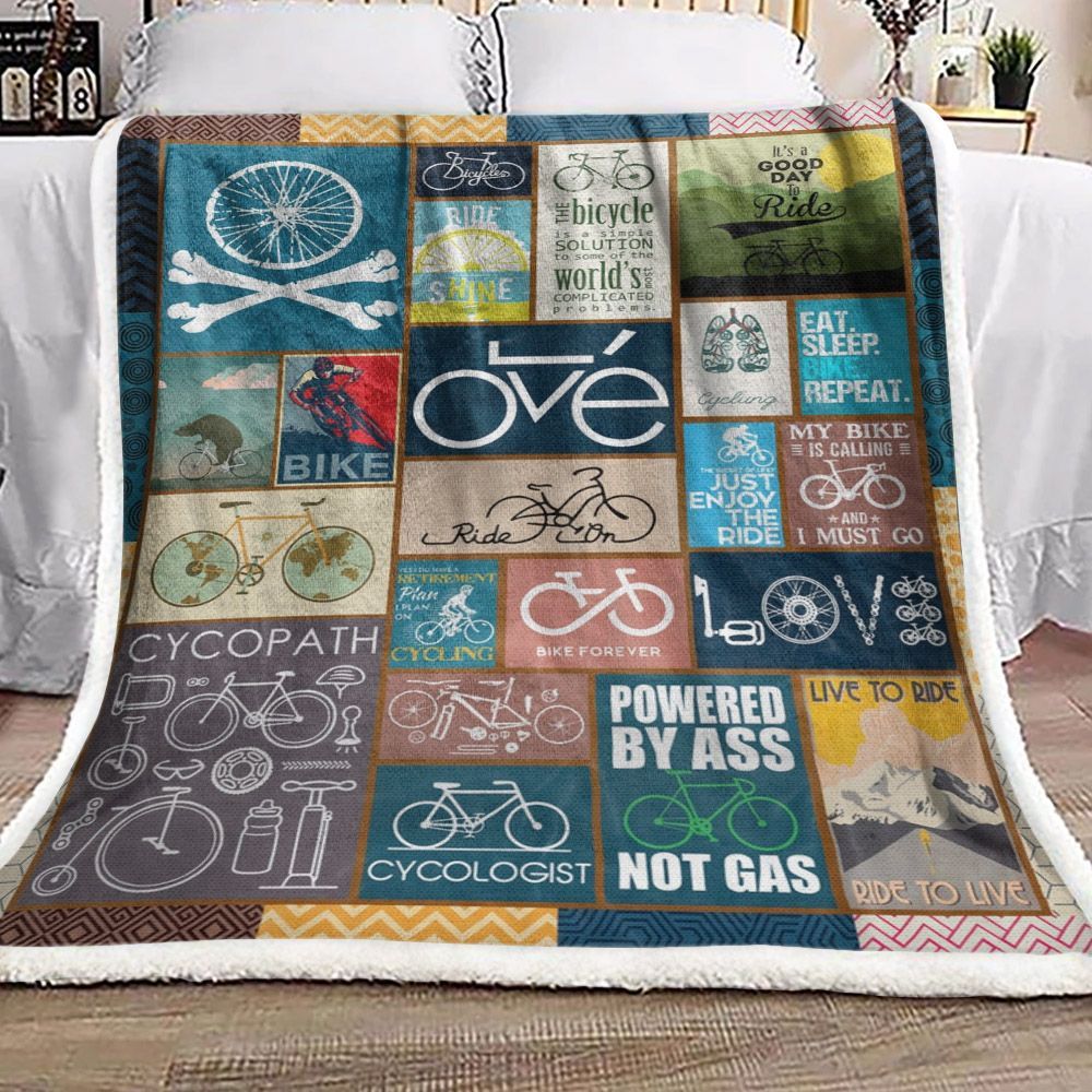 Bicycling Sherpa Fleece Blanket