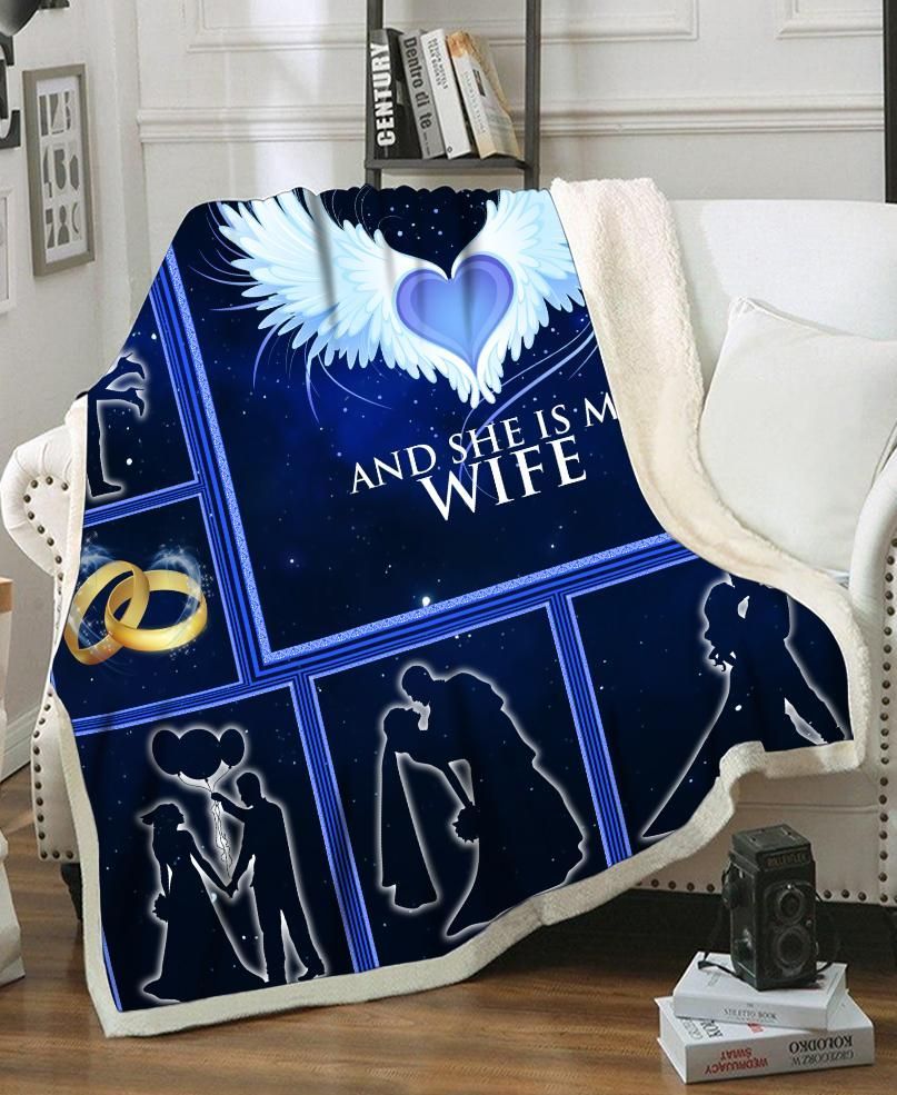 Big Piece Of My Heart Lives In Heaven Love Quote To Wife Valentine Sherpa Fleece Blanket