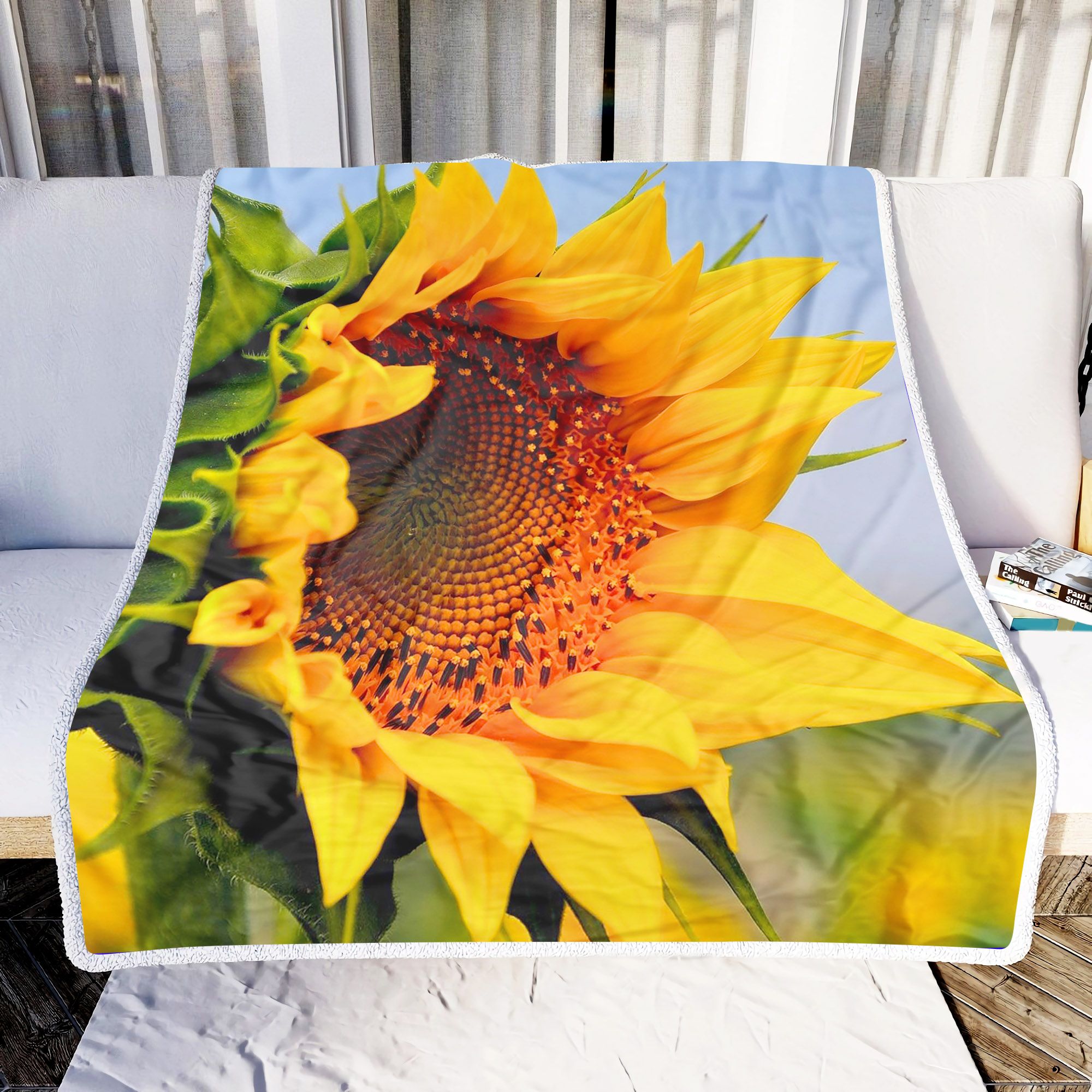 Big Sunflower Fleece Blanket