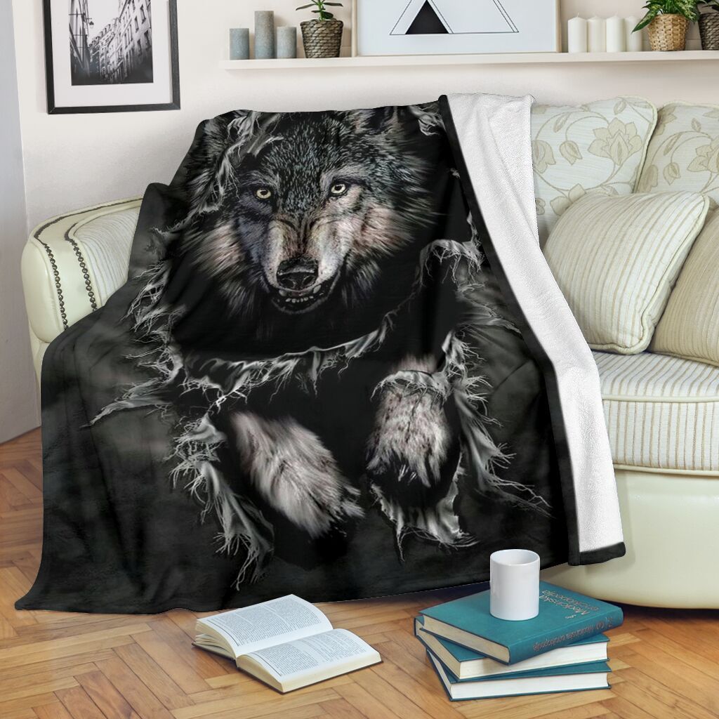 Big Wolf Sherpa Fleece Blanket