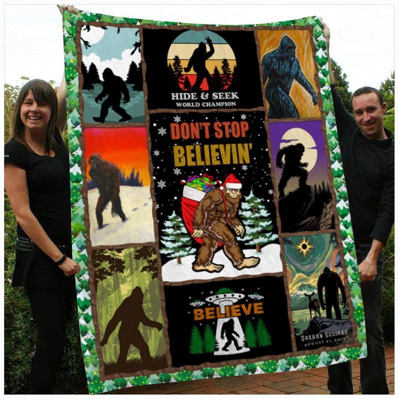 Bigfoot Christmas Believe Sherpa Fleece Blanket