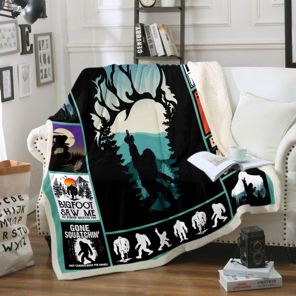 Bigfoot I Hate People Fleece Blanket