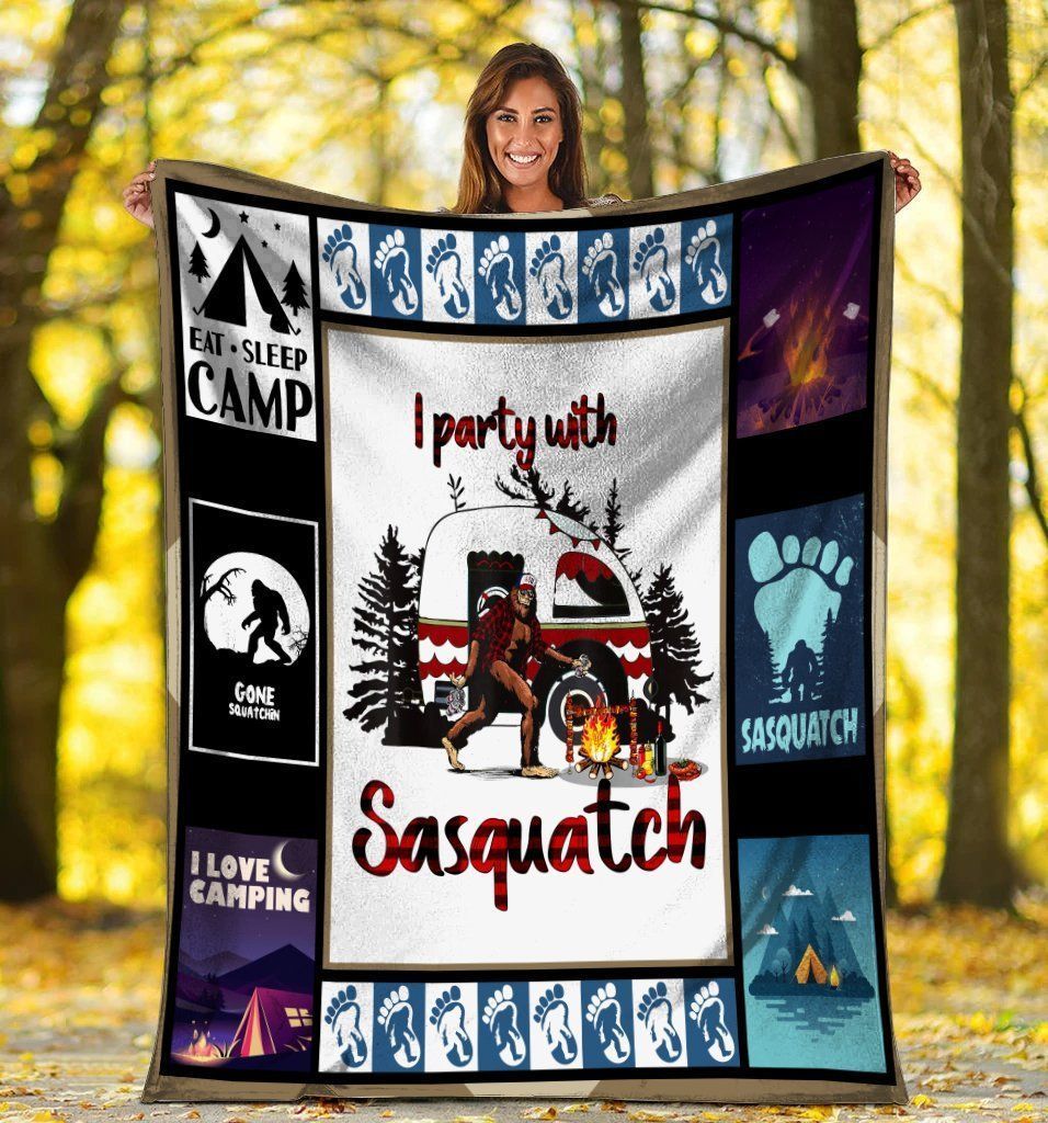 Bigfoot Sasquatch Yeti Camping Fleece Blanket