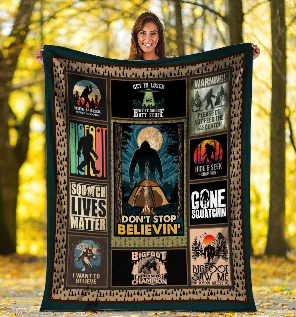 Bigfoot Sasquatch Yeti Don’t Stop Believin’ Fleece Blanket