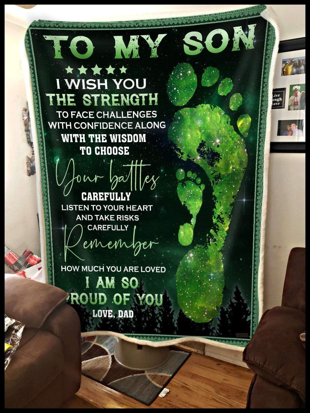 Bigfoot To My Son Remember How Much I Love You Love Dad Sherpa Fleece Blanket