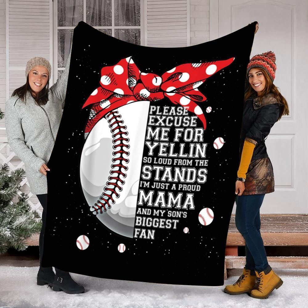 Biggest Fan Baseball Mom Sherpa Fleece Blanket