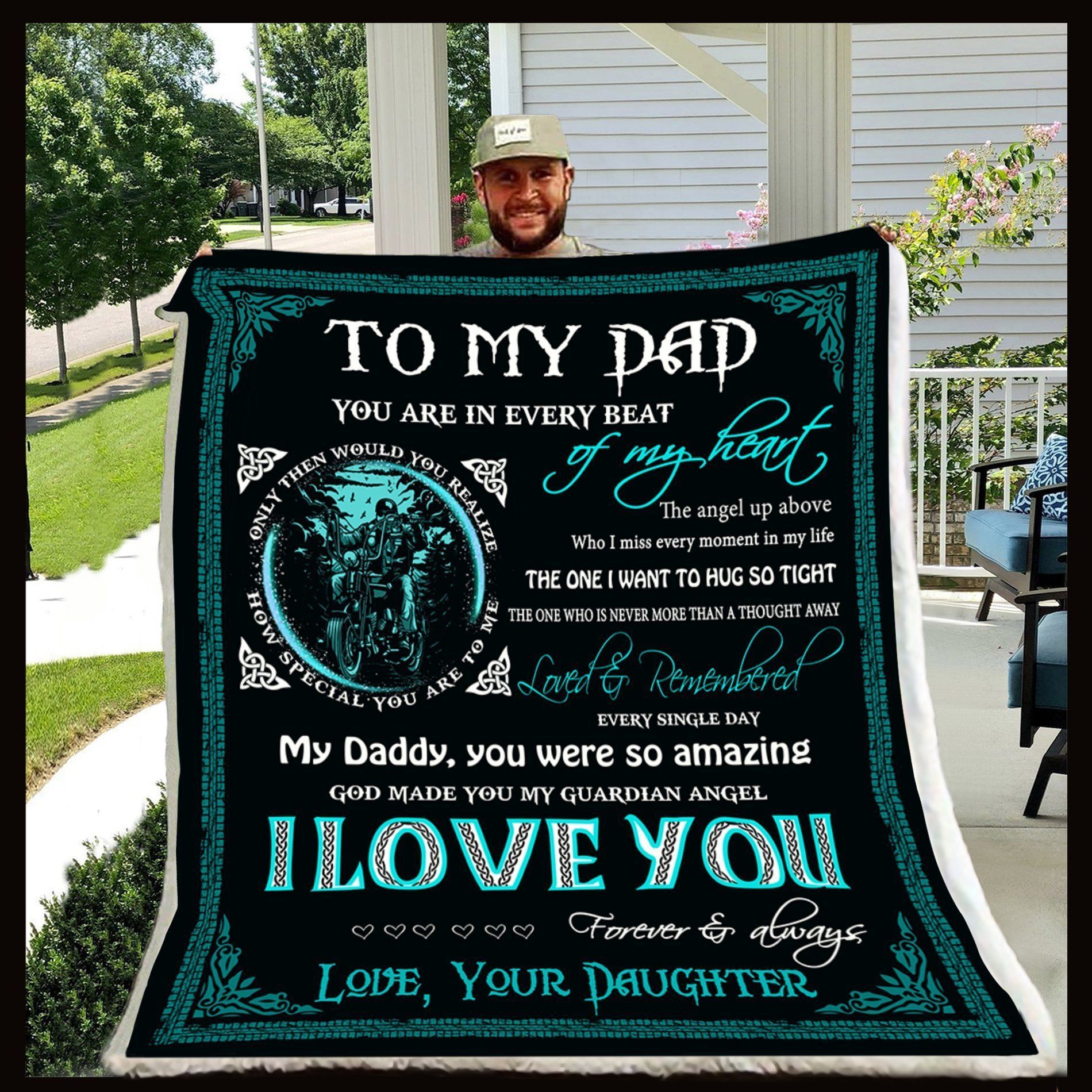 Biker Blanket Daughter To Dad Sherpa Fleece Blanket