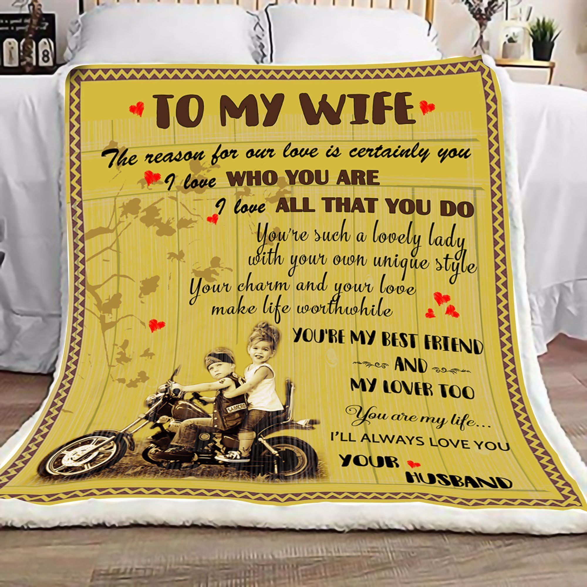 Biker Blanket Husband To Wife Sherpa Fleece Blanket