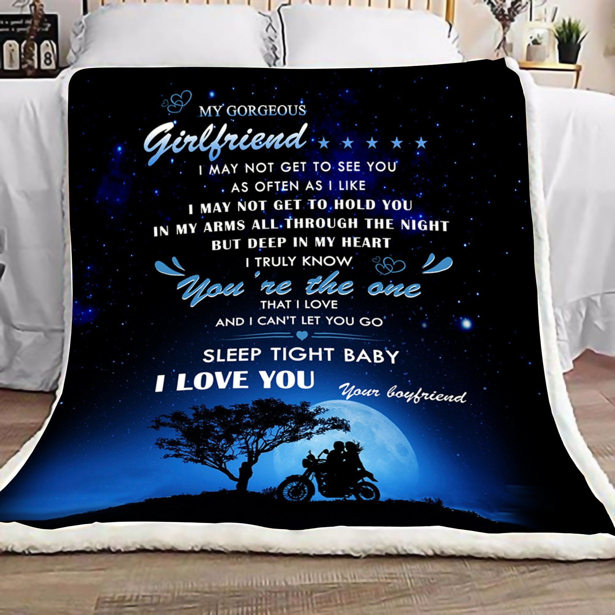 Biker Boyfriend To Girlfriend Sherpa Fleece Blanket