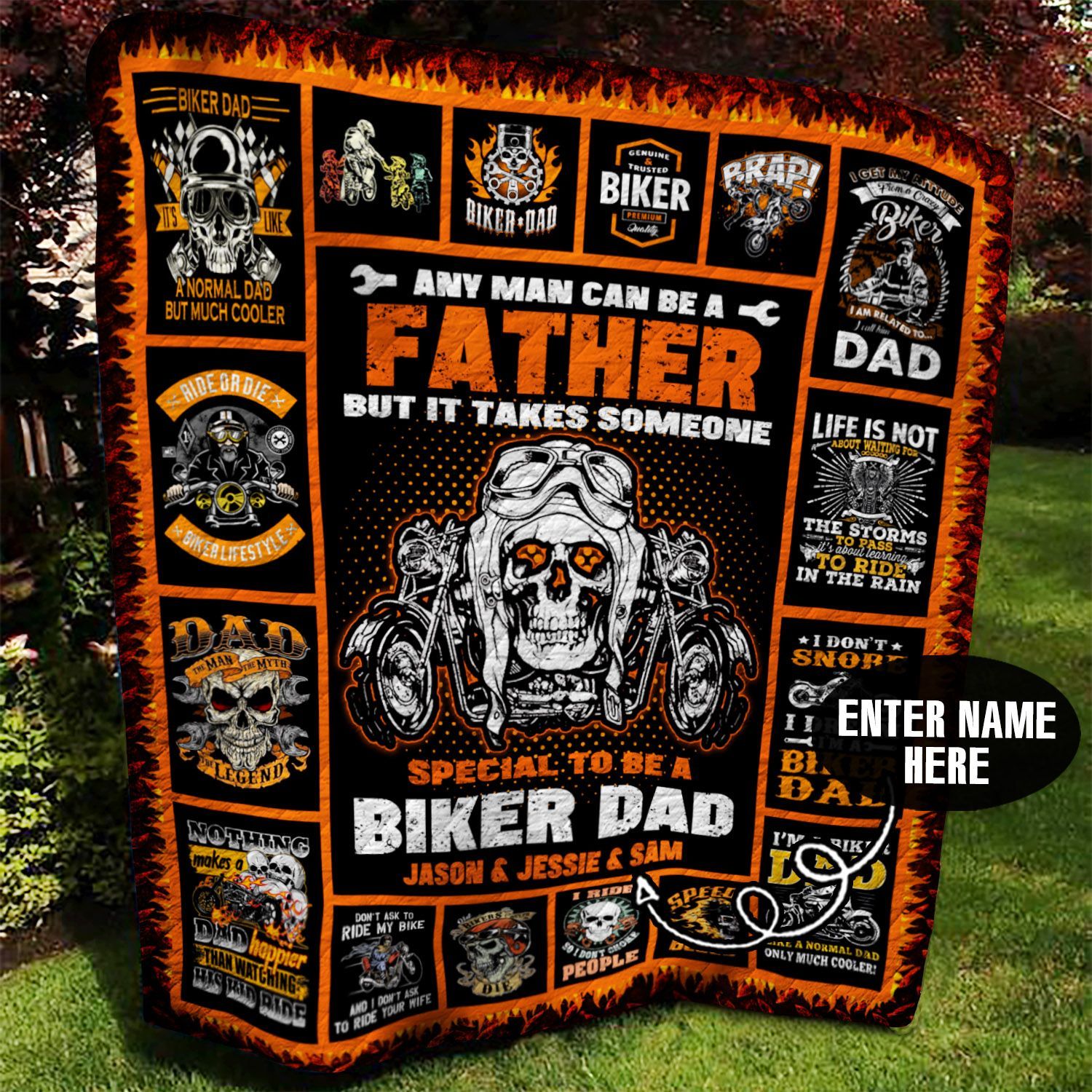 Biker Dad Personalized Quilt Blanket BBB110616SM