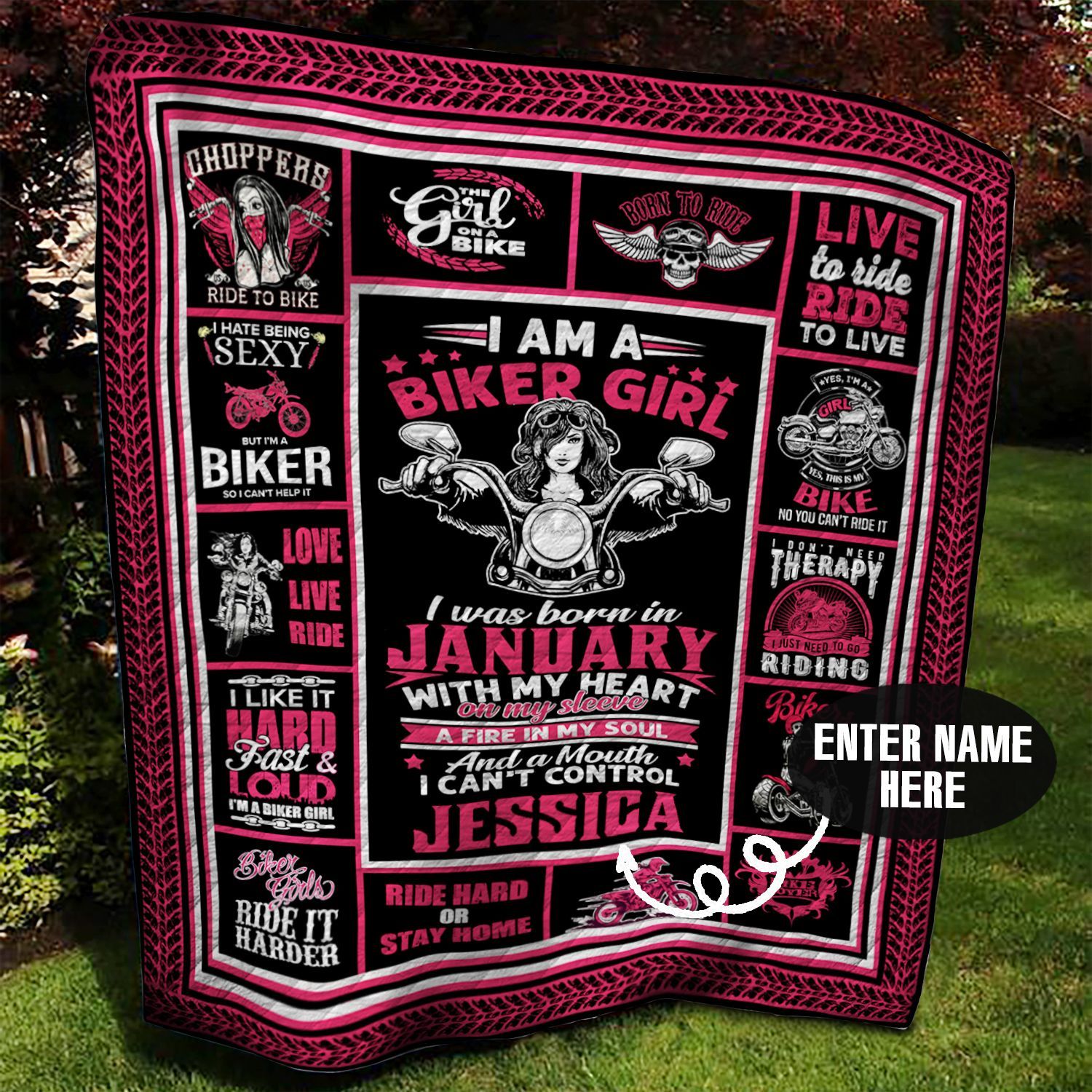 Biker Girl Personalized Quilt Blanket BBB010634HT