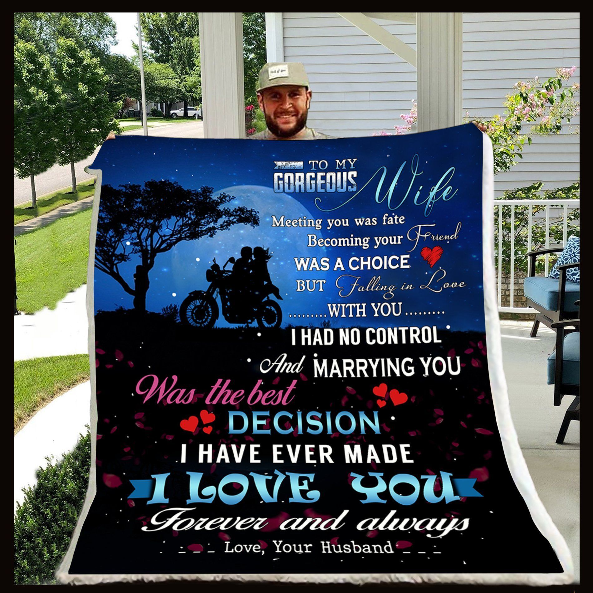 Biker Husband To Wife Sherpa Fleece Blanket