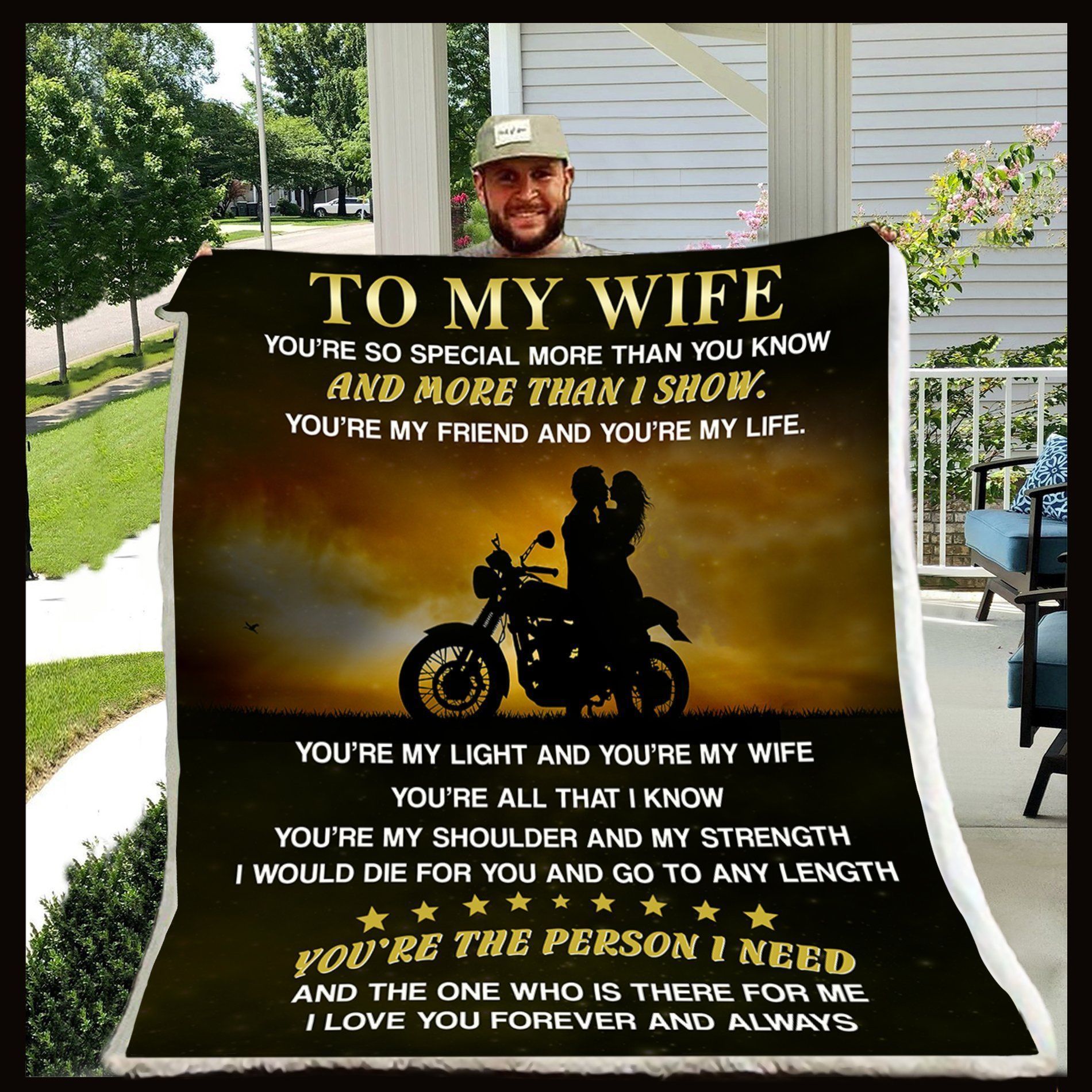 Biker Husband To Wife You Are The Person I Need Sherpa Fleece Blanket