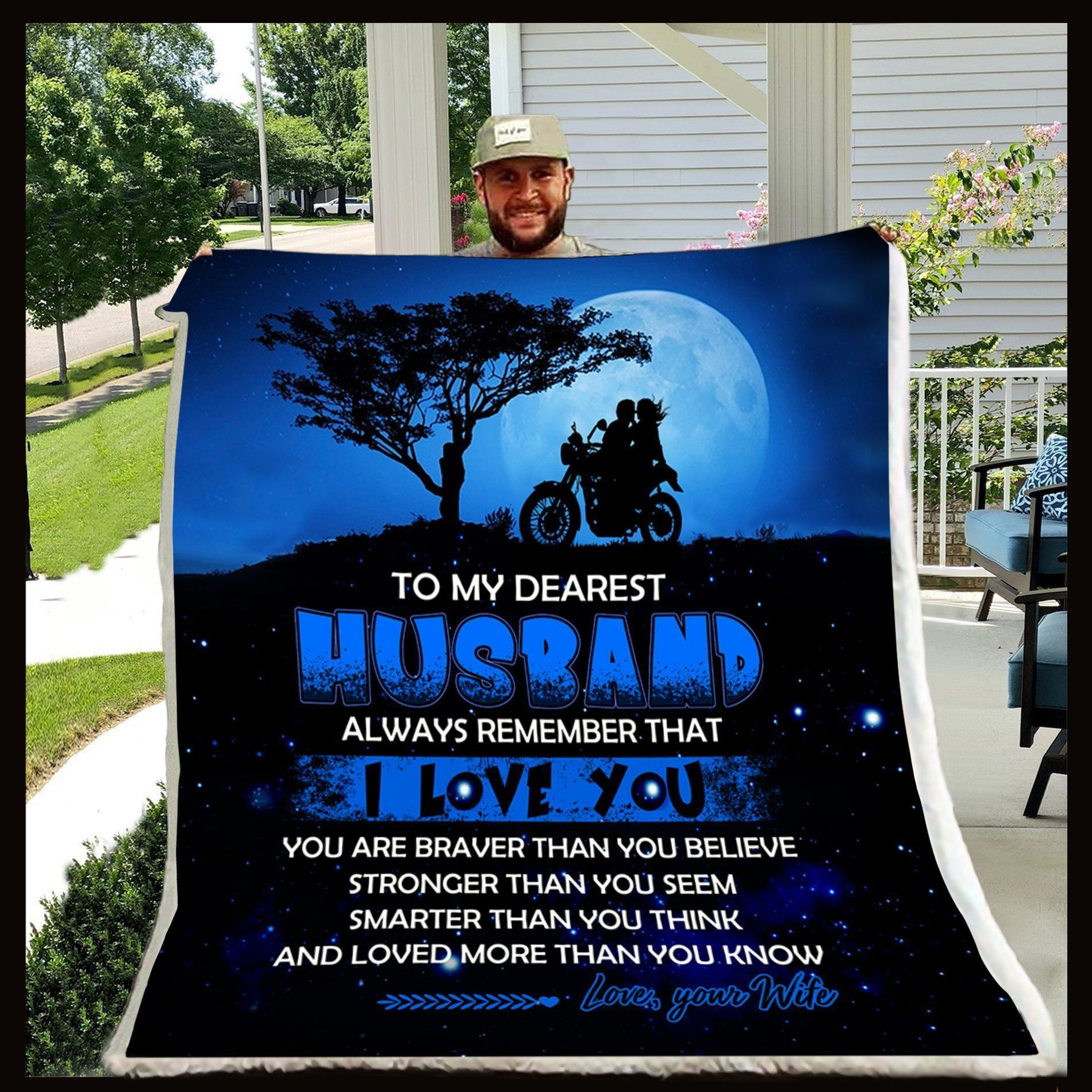 Biker Wife To Husband I Love You Sherpa Fleece Blanket