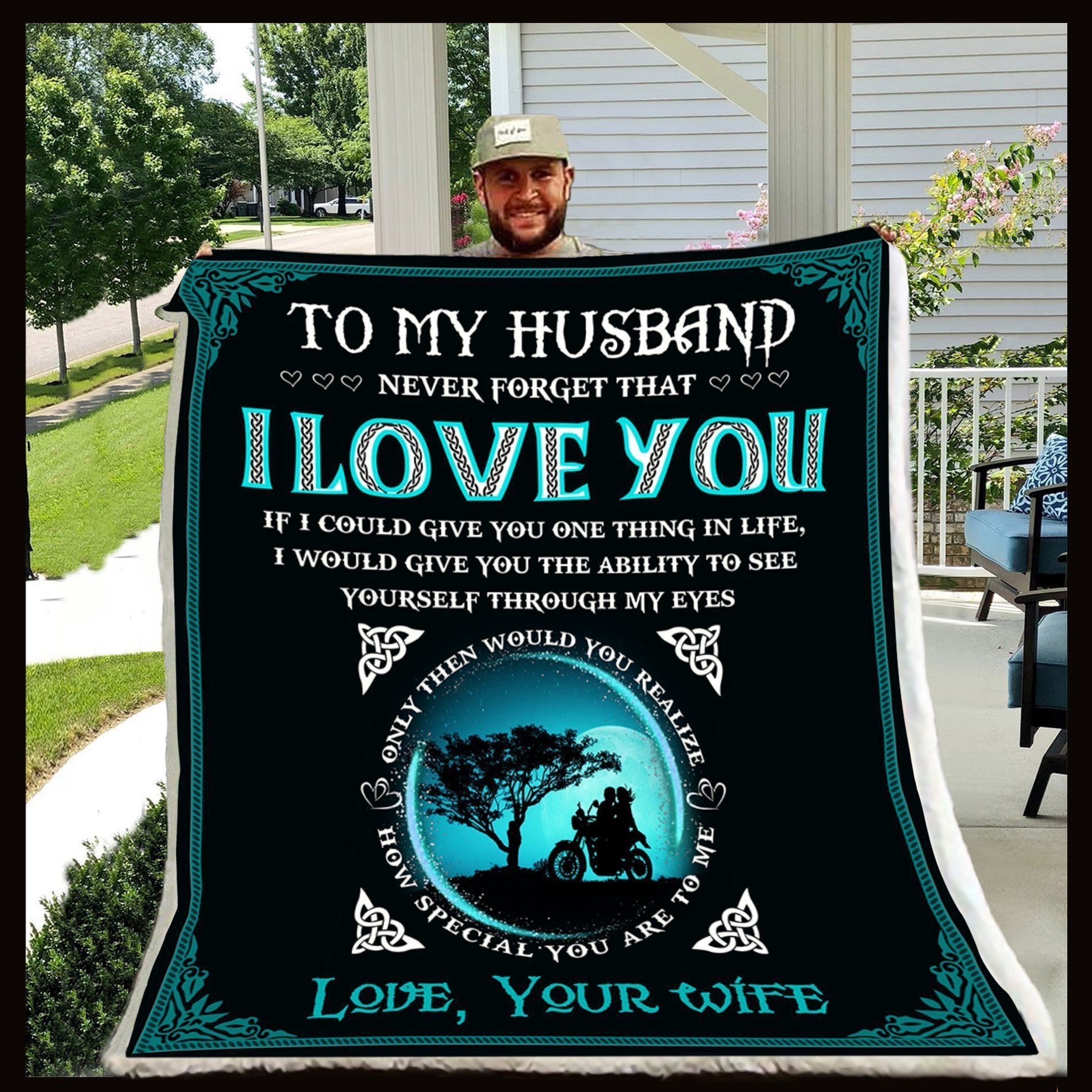 Biker Wife To Husband I Love You Sherpa Fleece Blanket