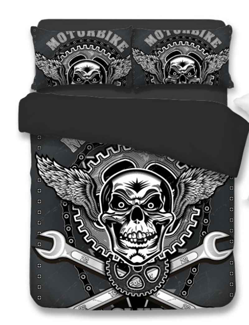 Biker Wink Skull Bedding Set