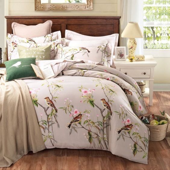 Bird And Apricot Blossom Bedding Set