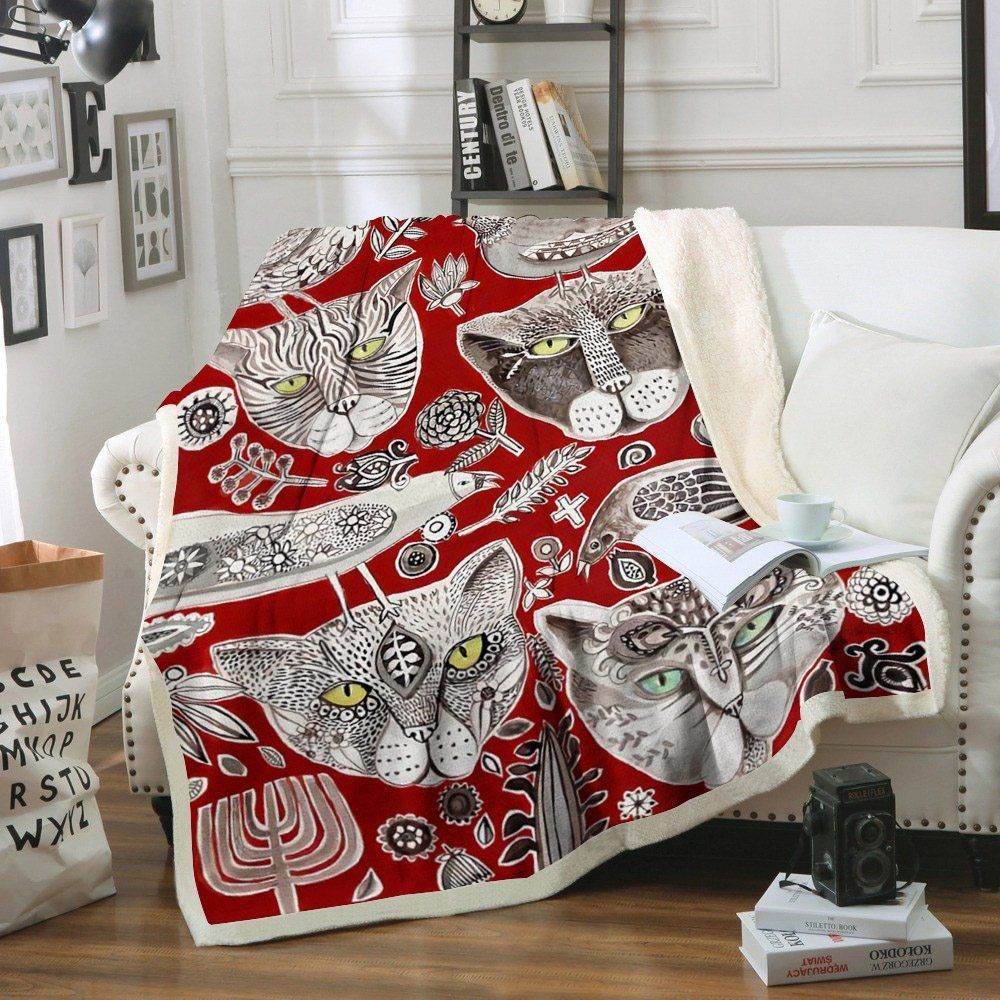 Bird And Cat Sherpa Fleece Blanket