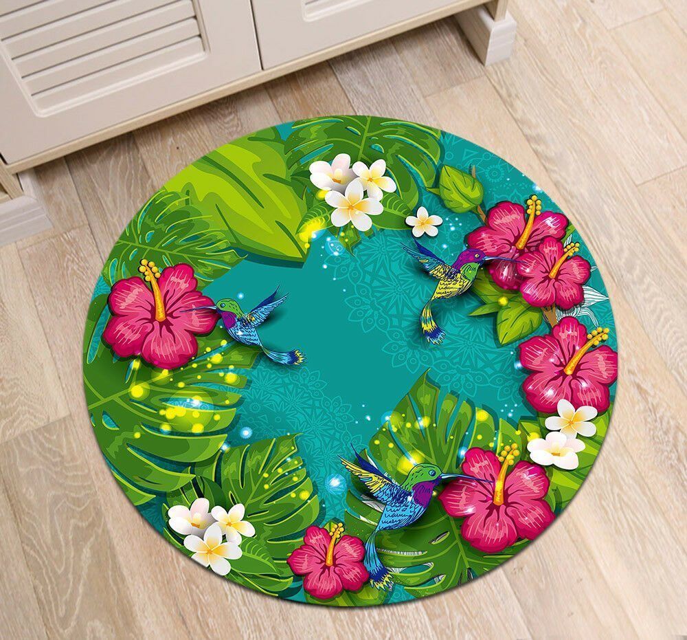 Bird And Flower Beauty Picture Round Carpet