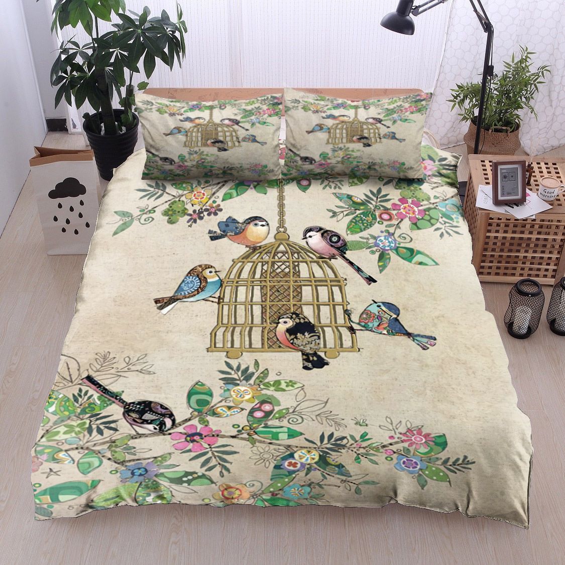 Bird And Flower Bedding Set