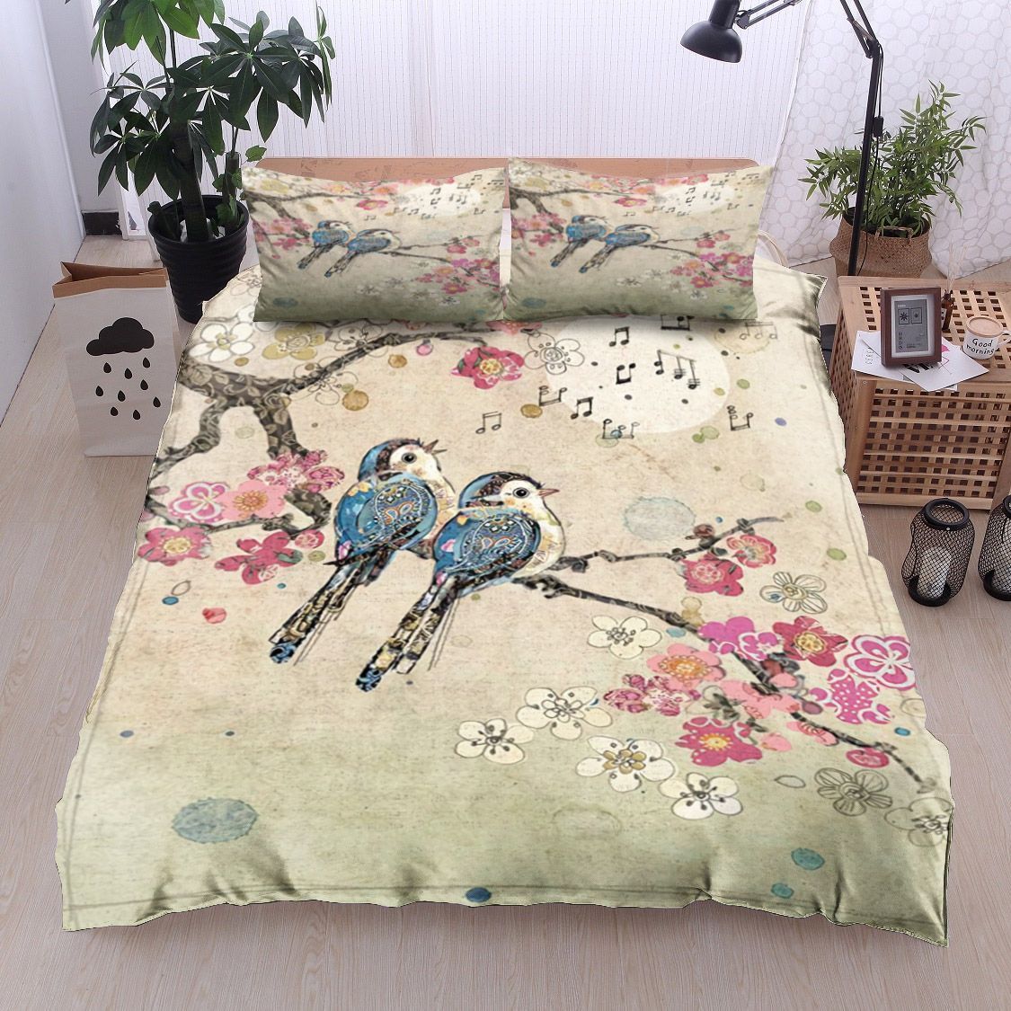 Bird And Flower Bedding Set