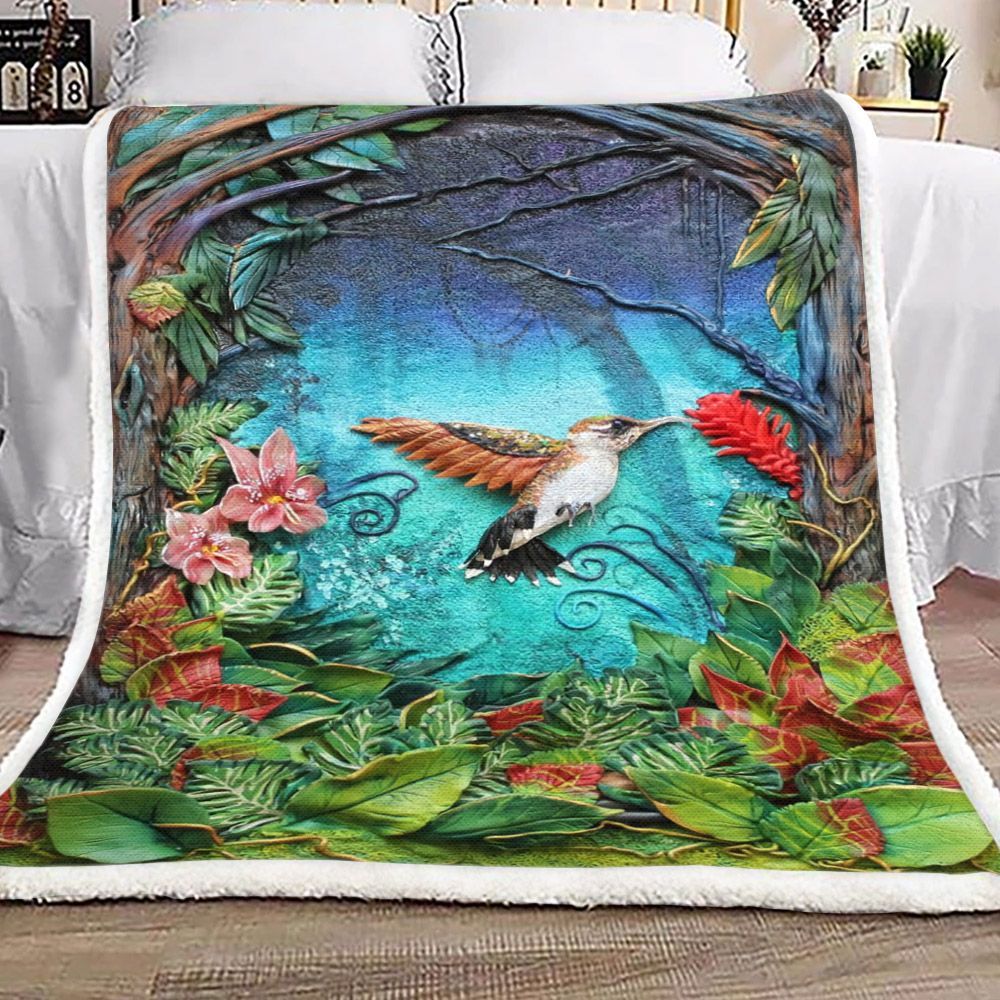 Bird And Flower Sherpa Fleece Blanket