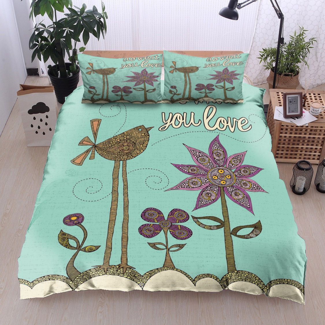 Bird And Flower Bedding Set