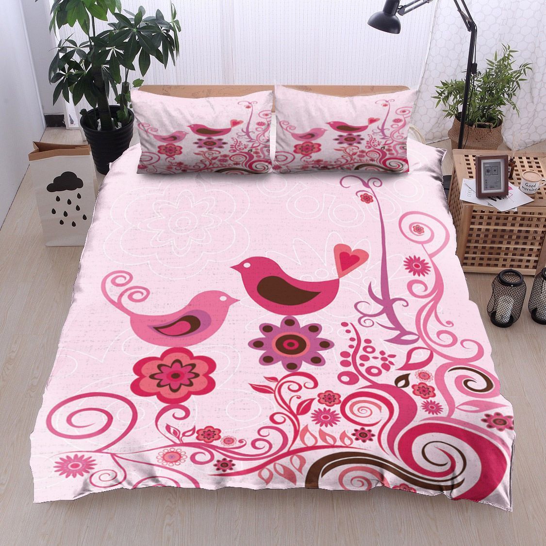 Bird And Flower Bedding Set