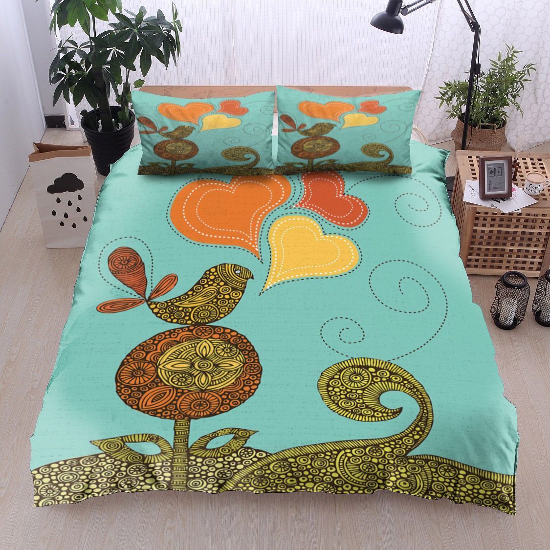 Bird And Flower Bedding Set